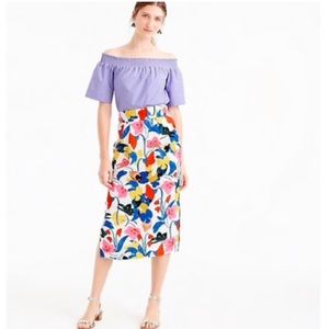 J Crew Pintucked Midi Skirt in Morning Floral